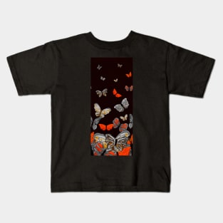 Butterfly Cascade Orange and Grey Colors Kids T-Shirt